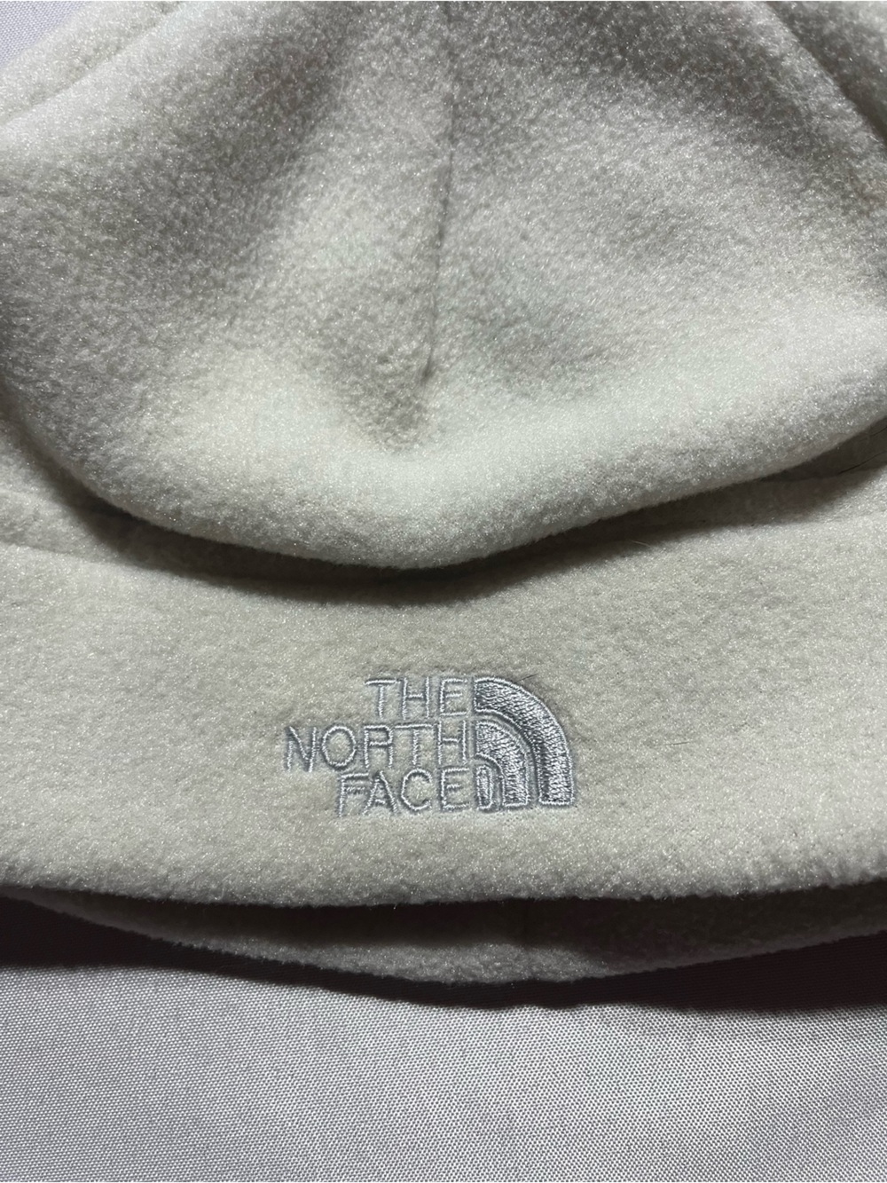 The North Face Cream/Off White Unisex Large Fleece Beanie